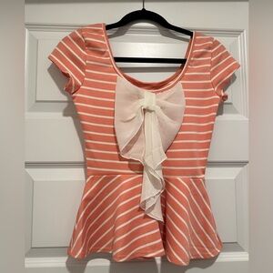 ‼️4/$15‼️Charlotte Russe Coral and White Striped Peplum Blouse